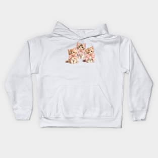 Coquette Cute Kittens with Pink Bows Kids Hoodie